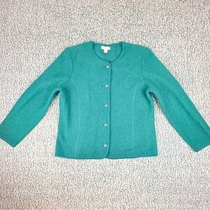 Wool 100% The TOG Shop Womens Green  Button Up Cardigan Blazer Size PL